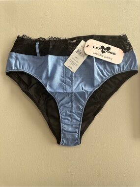 Lexi Wood by Hanky Panky “denim” and Lace high waist panty in Blue and Black